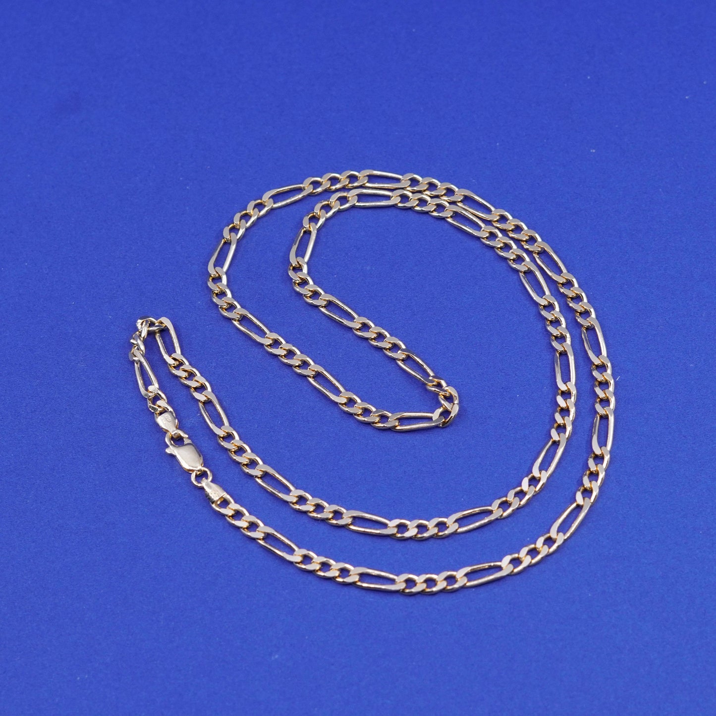 24”, vermeil gold filled Sterling silver handmade necklace, 925 Figaro chain