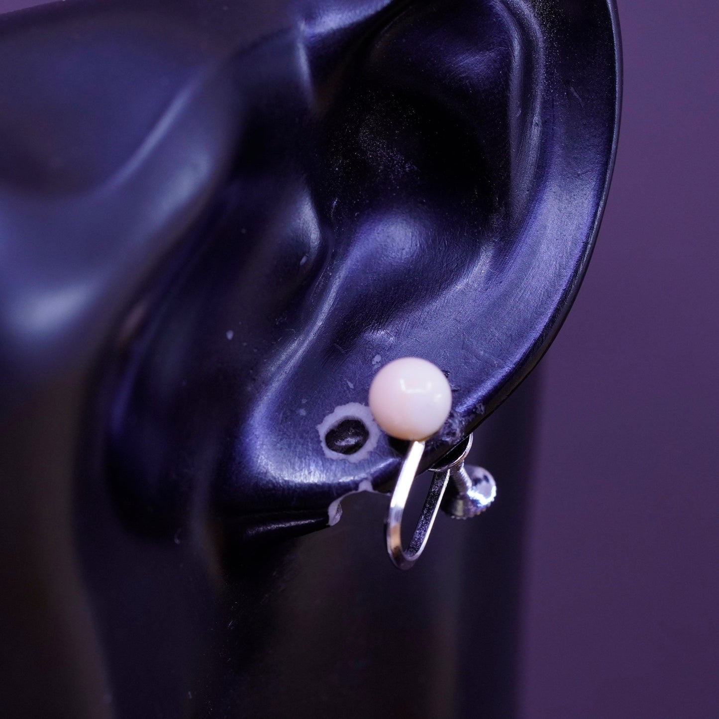 Vintage Sterling silver screw back handmade earrings, 925 dangles pink quartz
