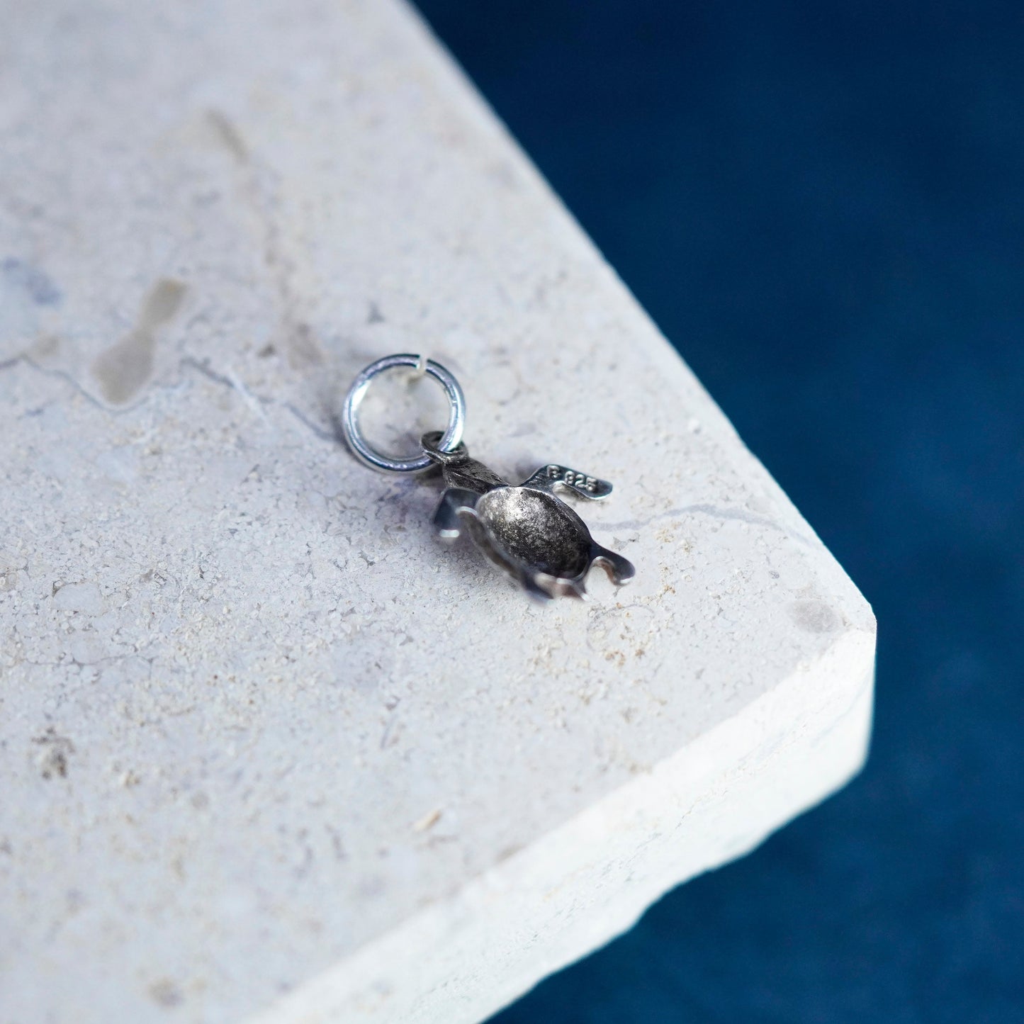 Vintage Sterling silver handmade pendant, 925 turtle charm