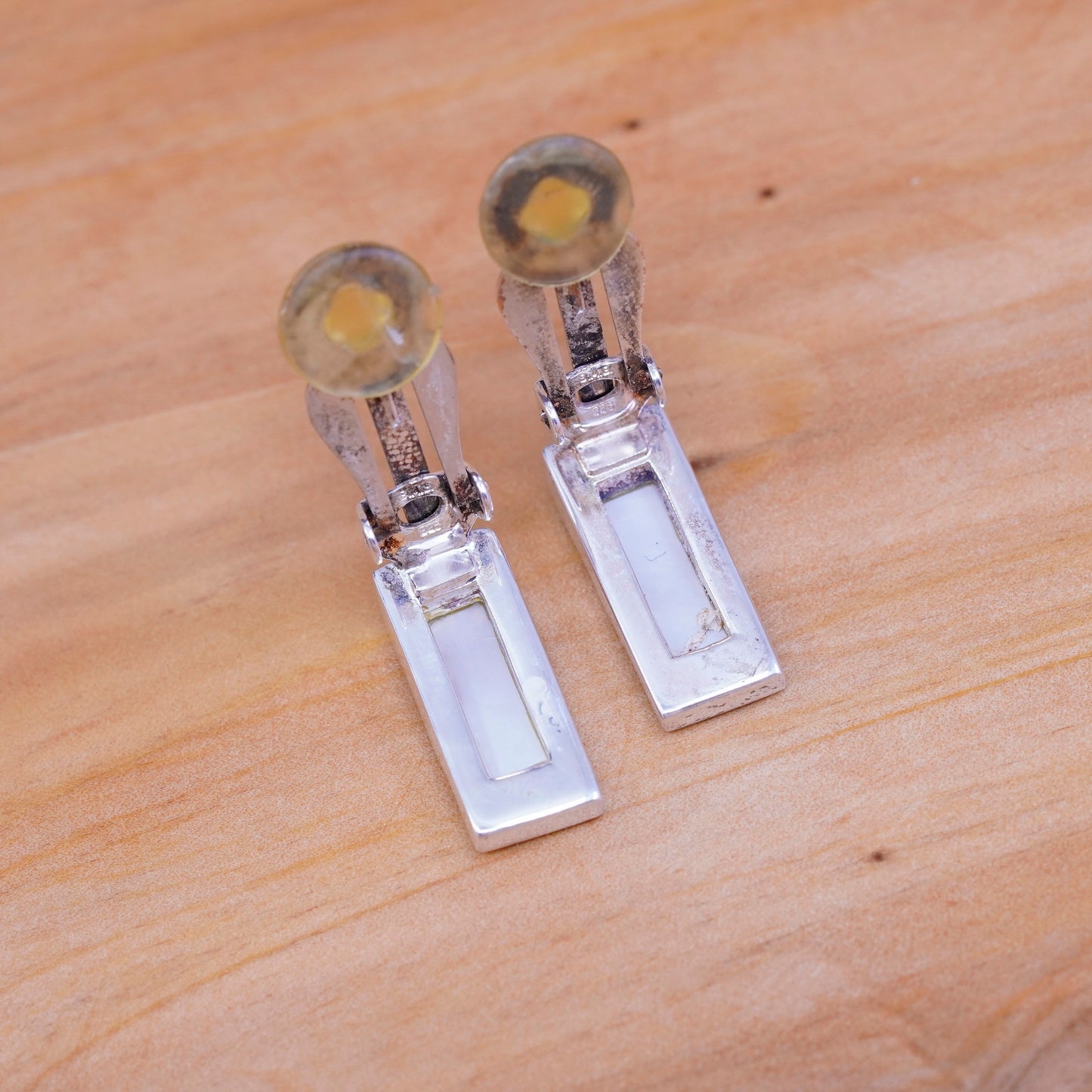Vintage BAB Sterling 925 silver clip on earrings with mother of pearl