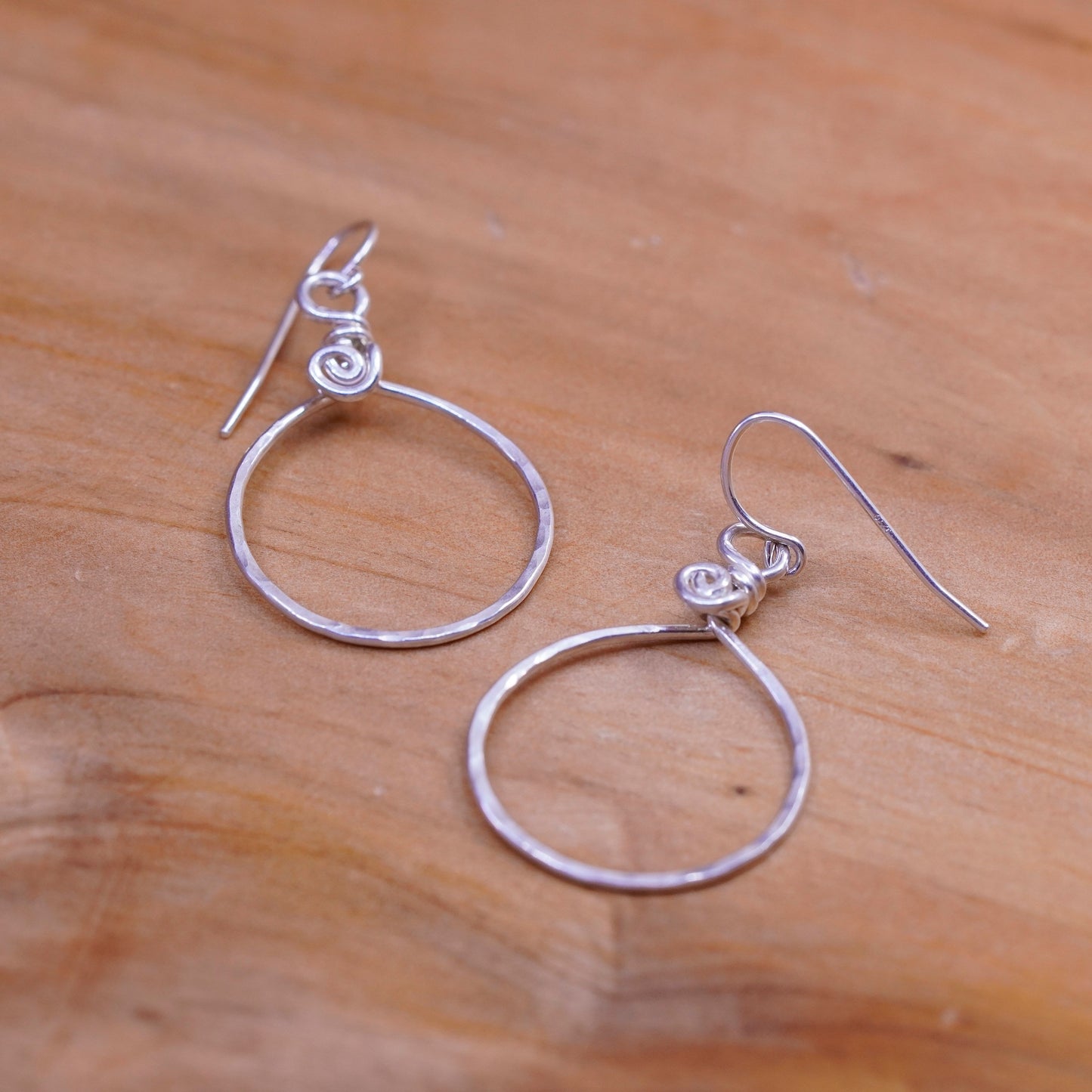 Vintage Sterling silver handmade earrings, 925 teardrop drops