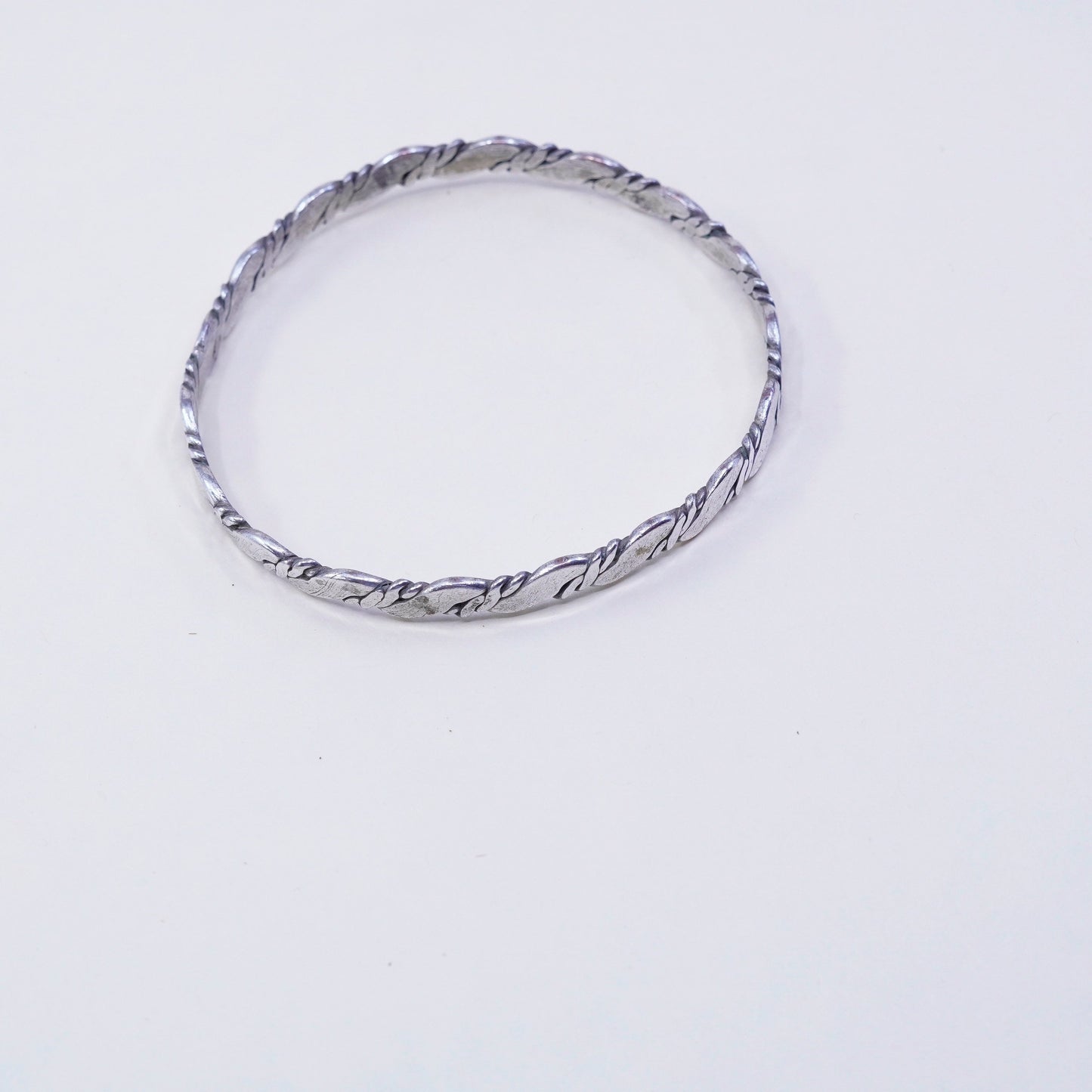 8.25”, Vintage sterling silver handmade bracelet, 925 cable bangle