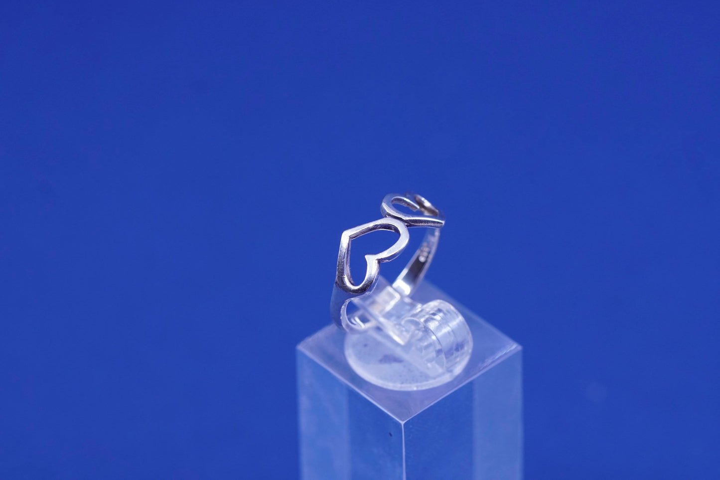 Size 5, vintage sterling silver handmade ring, 925 double heart band