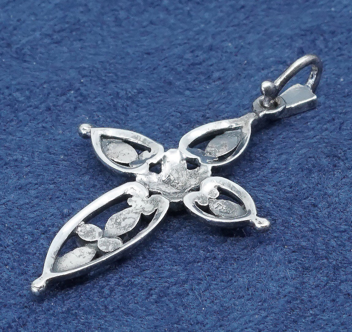 vtg Sterling silver handmade pendant, 925 w/ marcasite cross pendant