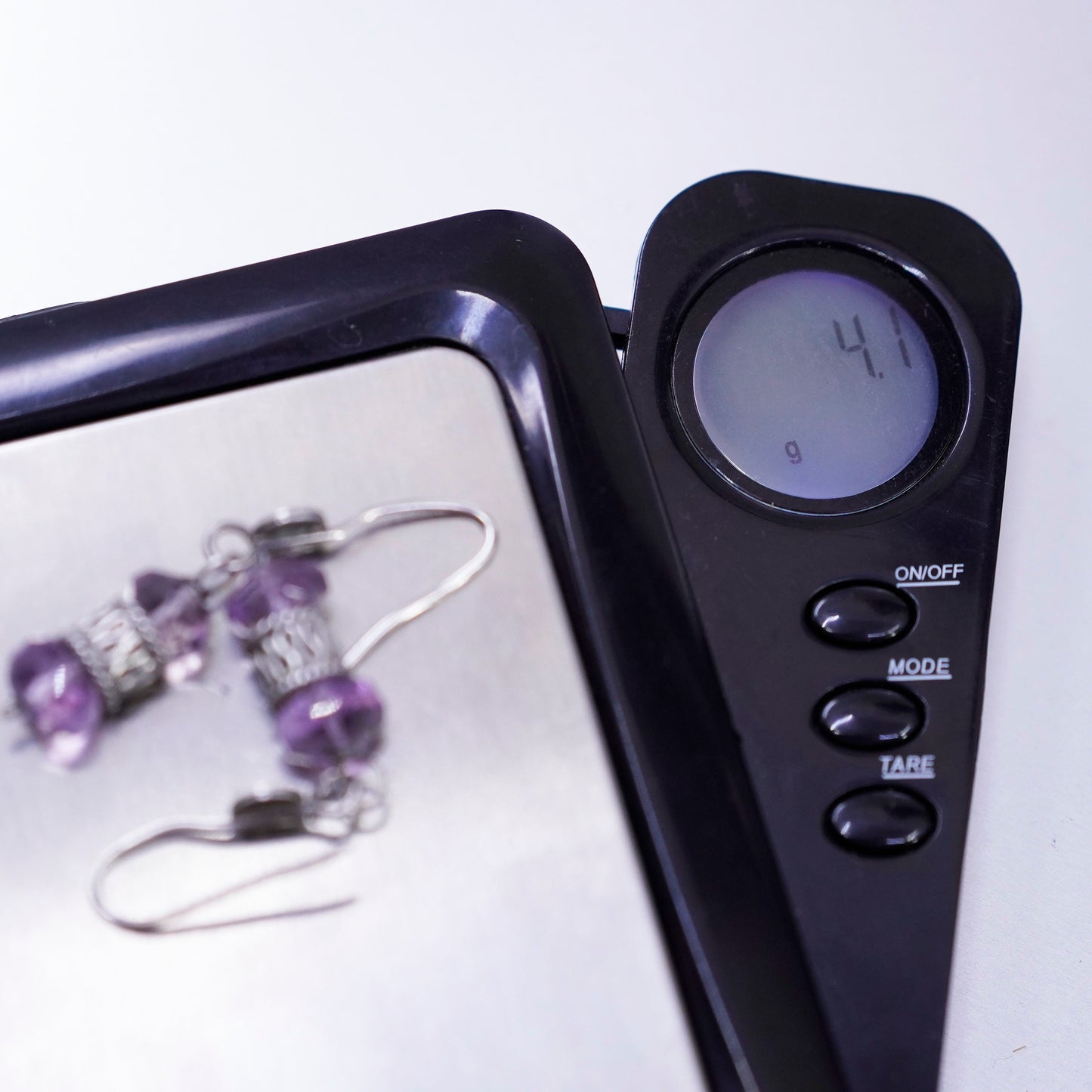 Vintage Sterling 925 silver earrings with amethyst beads