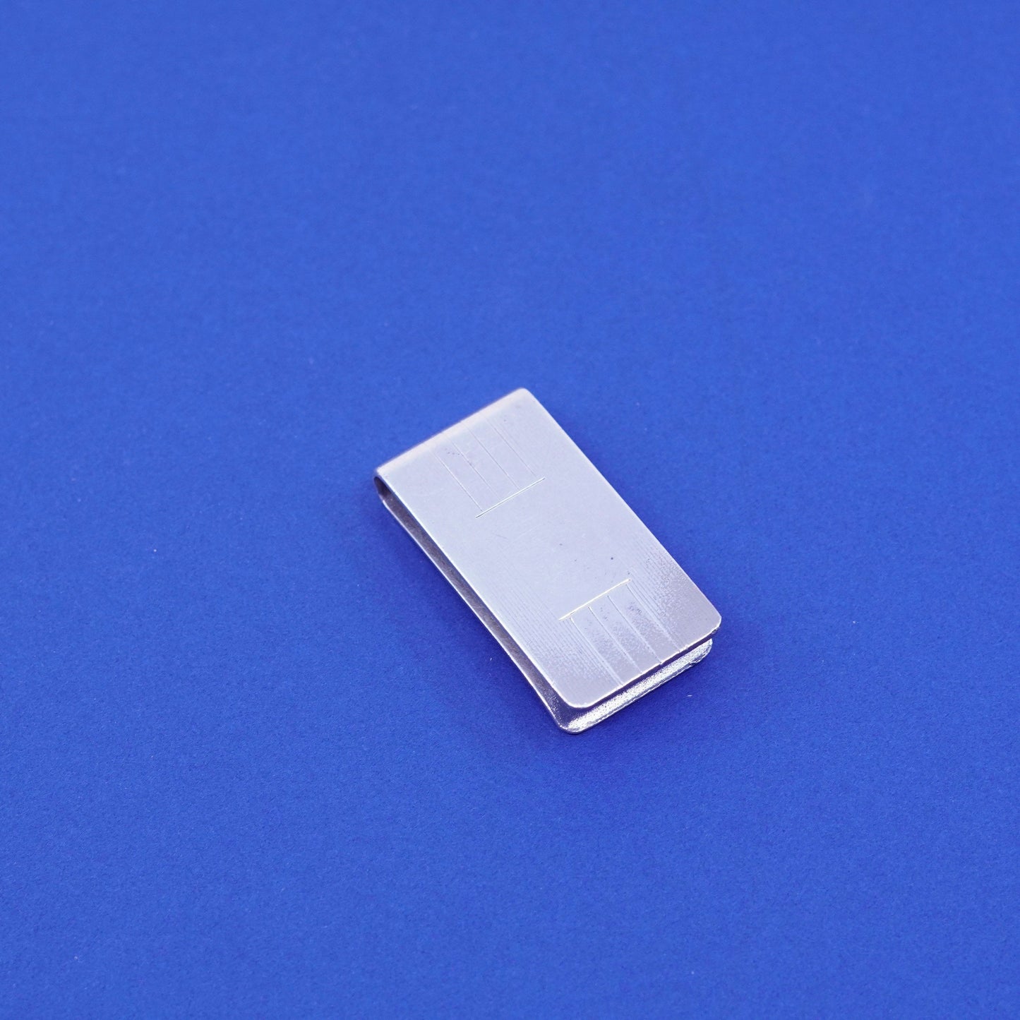 Vintage sterling silver handmade tie clip, 925 money clip with pattern engraved