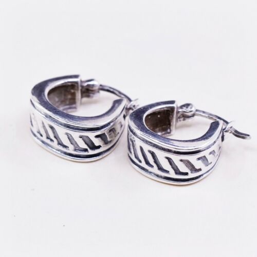 0.5”, Vtg Sterling Silver Handmade Hoops, Italy 925 earrings, Huggie