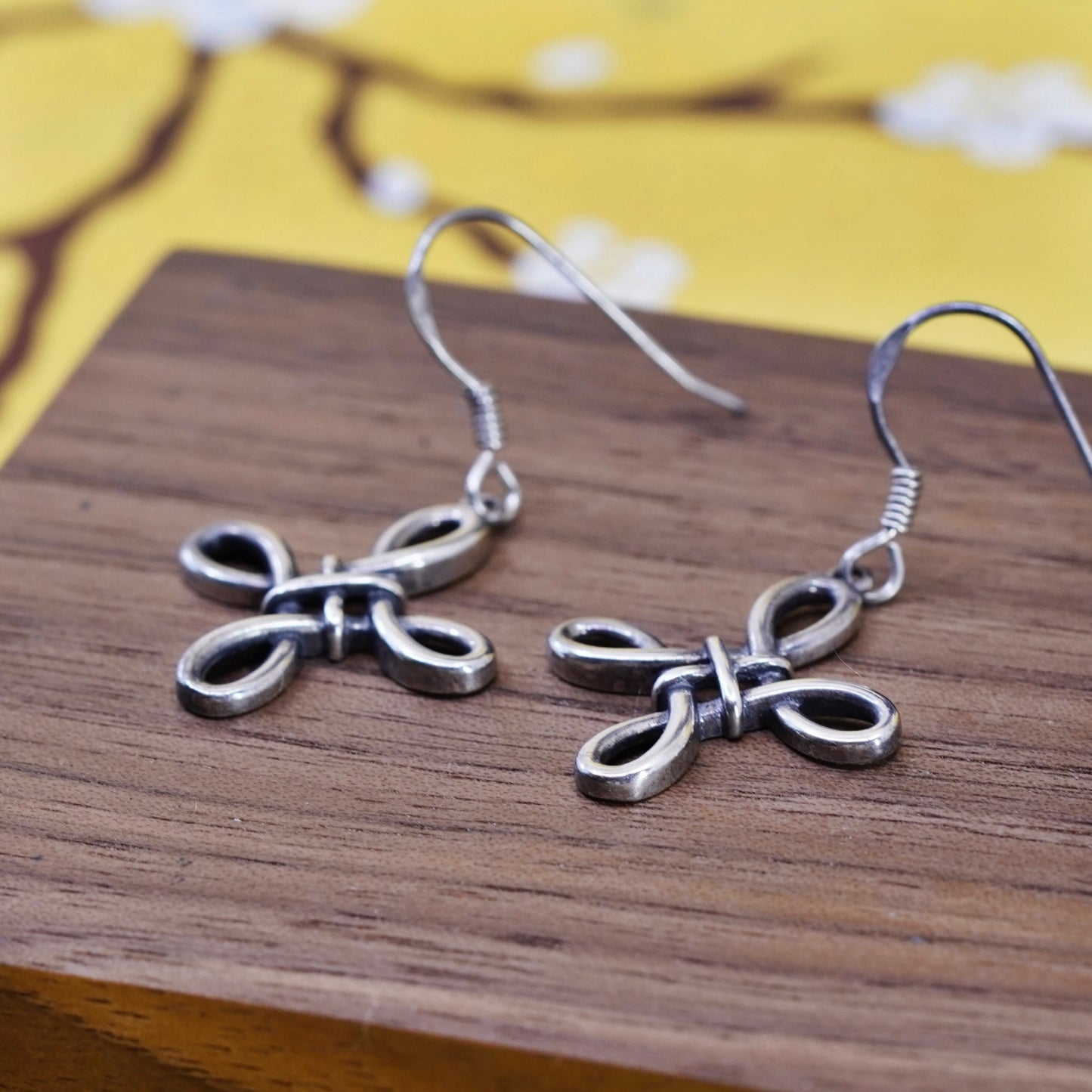 Vintage Sterling silver Irish Celtic knot handmade dangles, 925 cross earrings