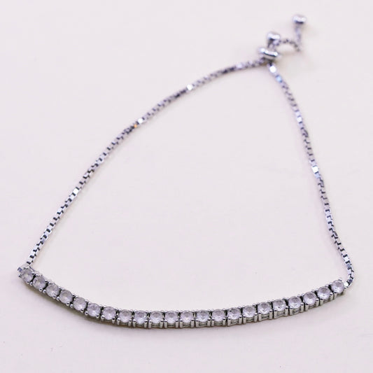Size adjustable, Vintage sterling silver bracelet, 925 box chain white citrine