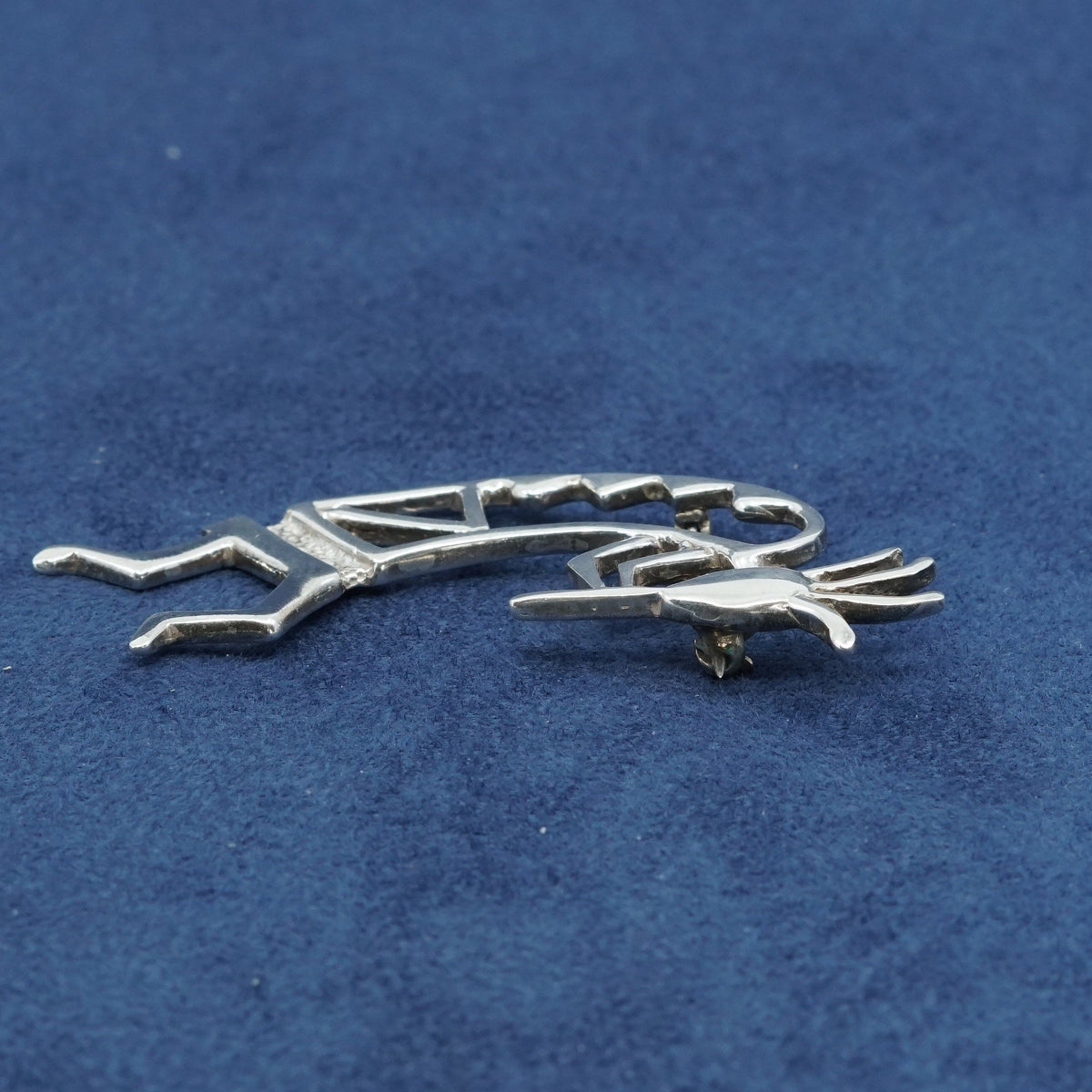 vtg Native American Sterling silver handmade pin, 925 Kokopelli brooch, Navajo
