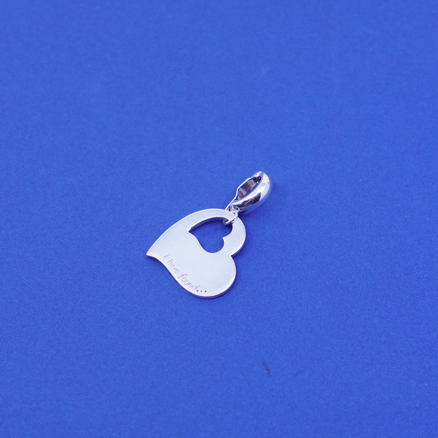 sterling silver pendant, 925 heart charm “i have found mon amour (my love)”
