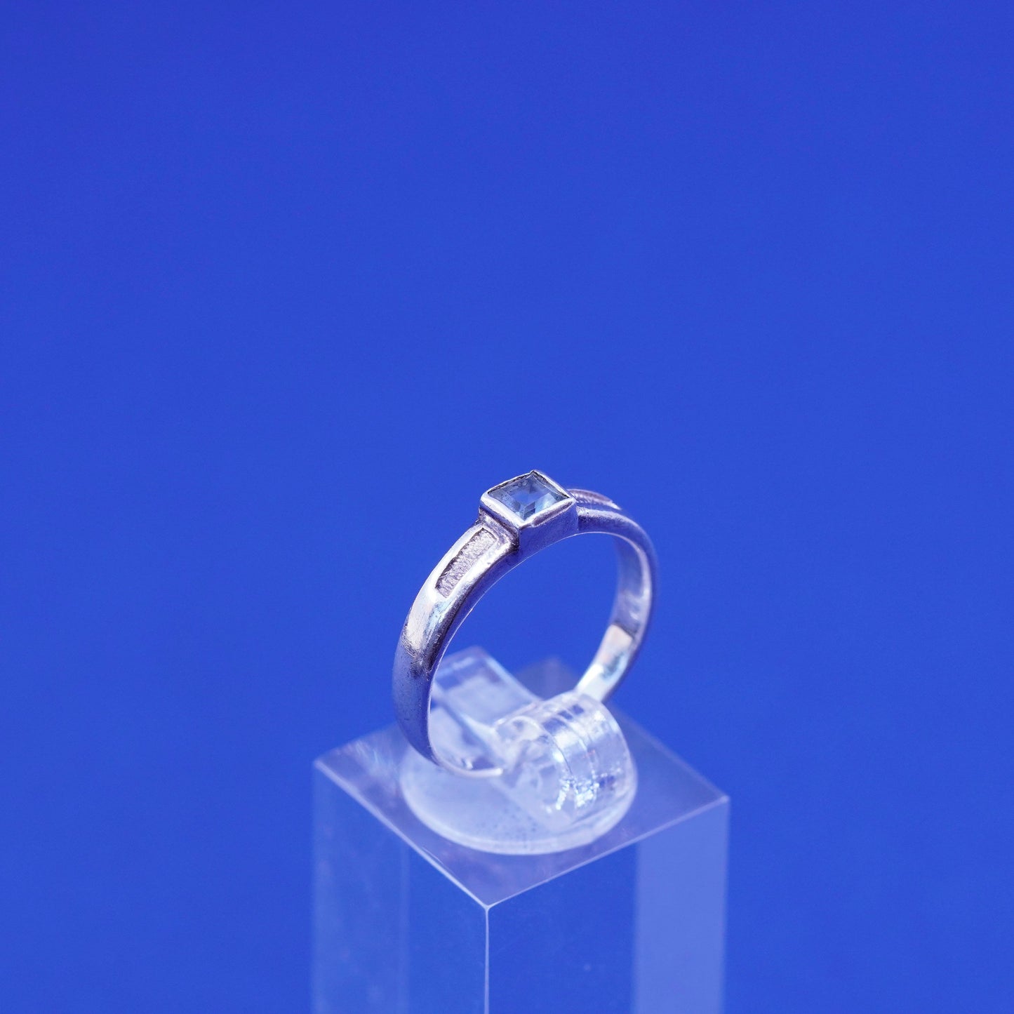 Size 8, vintage Sterling silver handmade ring, 925 stackable ring with topaz