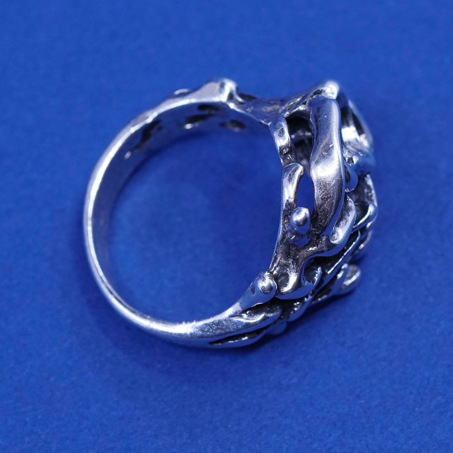 sz 5.75, Jens Peterson Art Nouveau Sterling silver handmade ring, 925 band