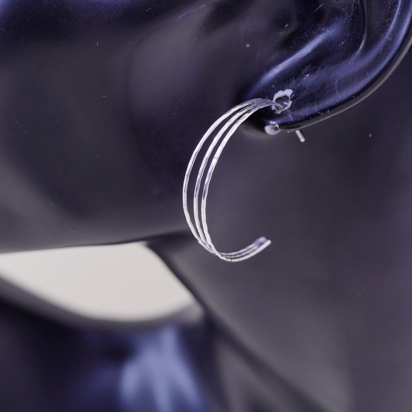 1”, Vintage sterling silver loop earrings, fashion minimalist primitive hoops