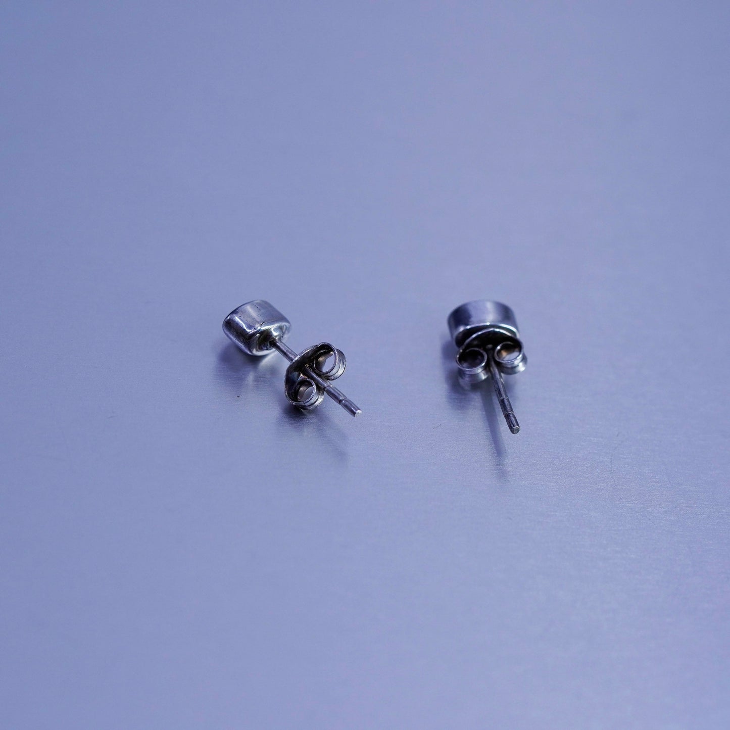 Vintage Sterling 925 silver earrings, studs with oval cz inlay