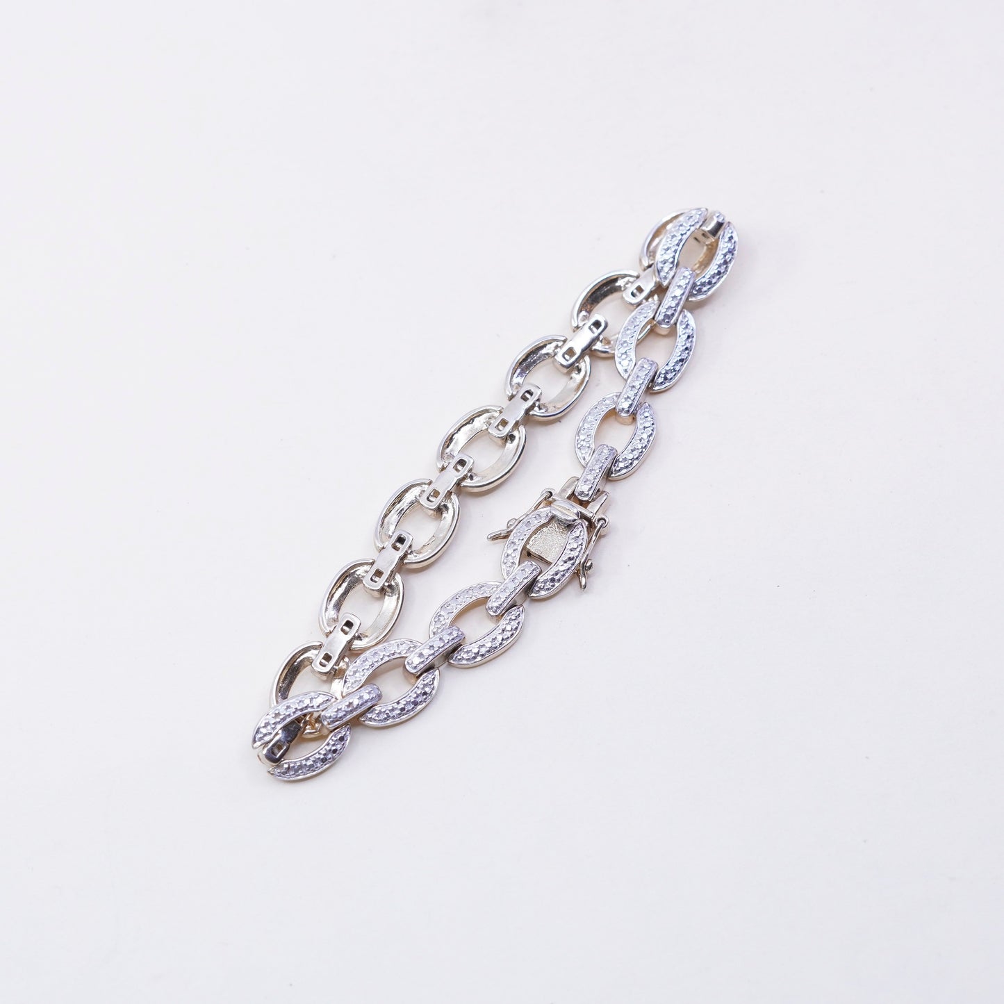 7.25”, vermeil gold over sterling silver tennis bracelet, 925 chain diamond