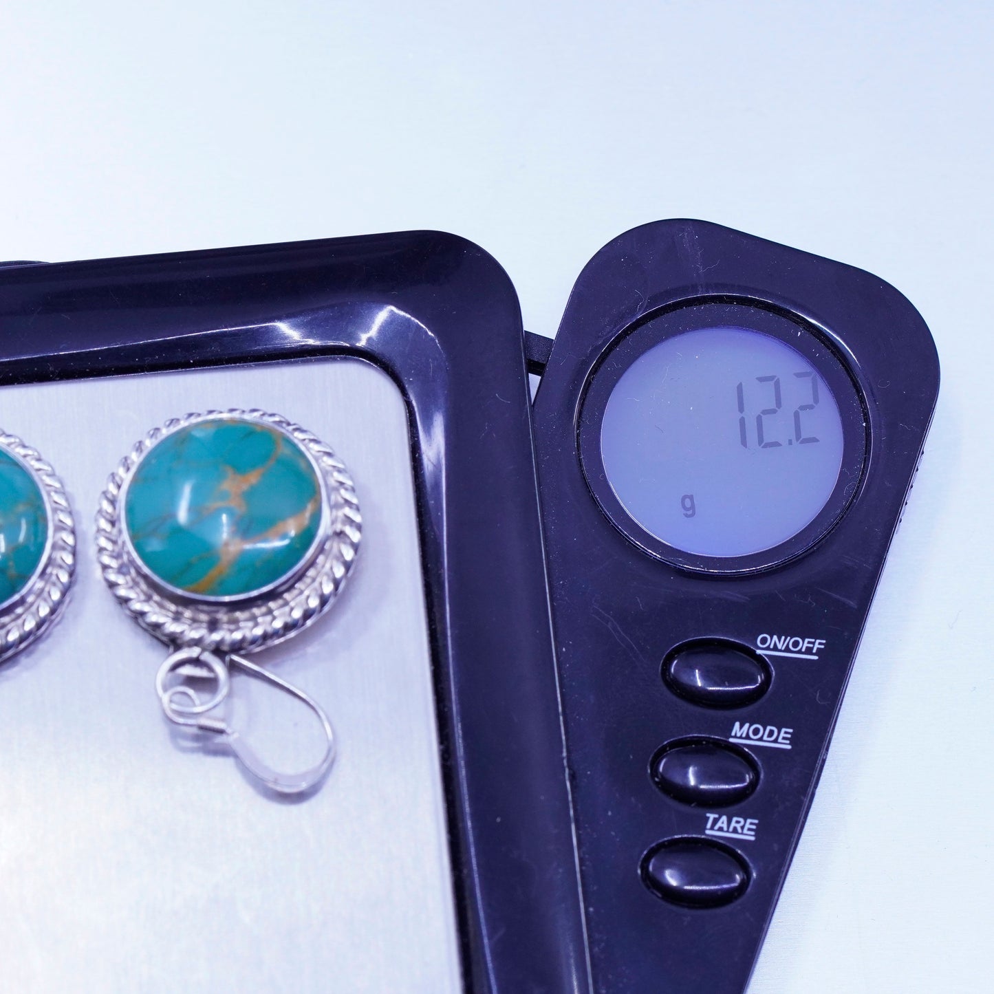 Vintage tim yazzie navajo Sterling 925 silver handmade earrings turquoise cable