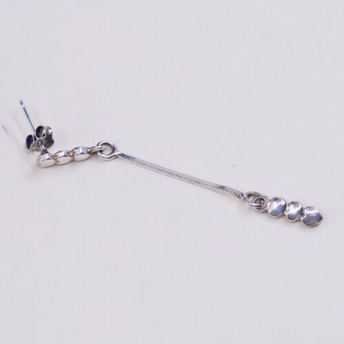 Vtg Simple Handmade 925 Sterling Silver Heart Dangle Earrings, Stamped 925 Italy