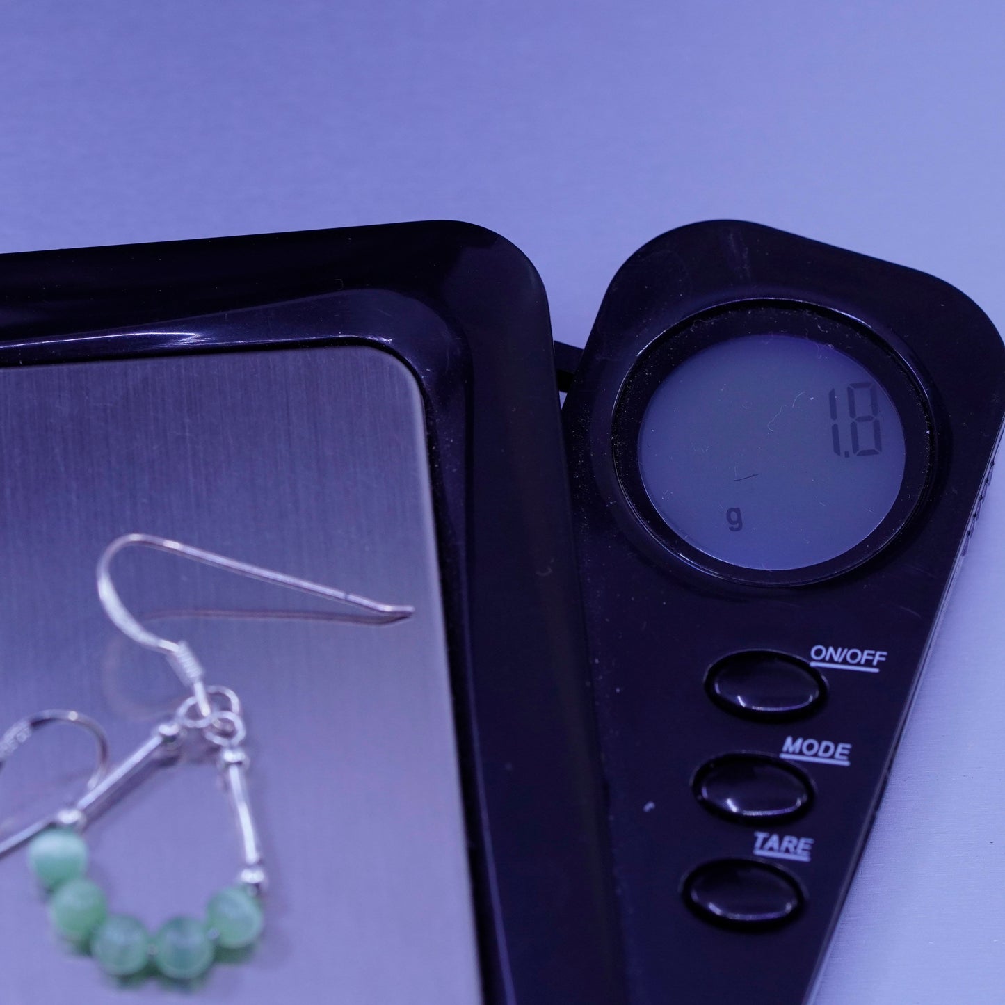 Vintage Sterling 925 silver teardrop earrings with green cats eye beads