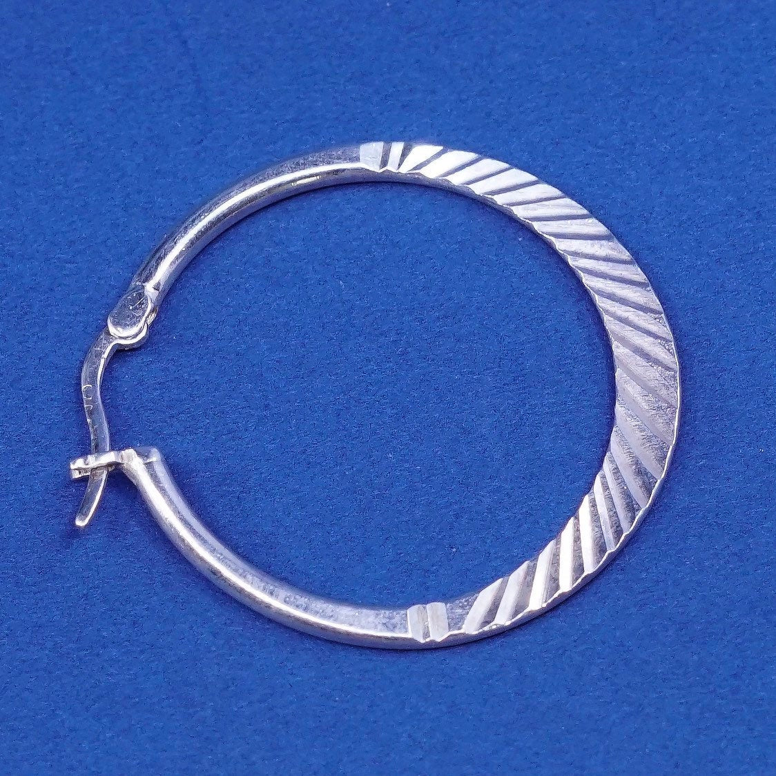 1.25", vtg Sterling silver handmade hoop earrings, 925 textured huggie