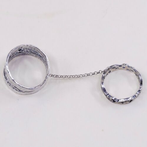 PZ Paz Israel Sterling Silver Handmade Hammered Ring, 925 Filigree Double Band