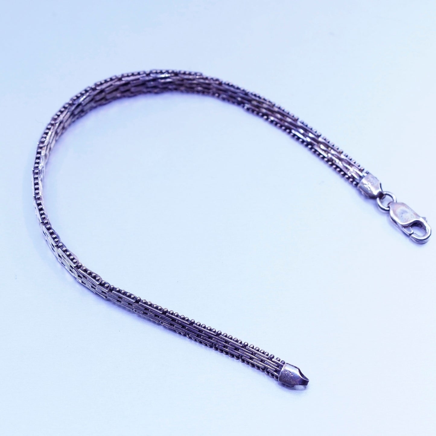 7.5”, Vintage Italy Milor Sterling 925 silver handmade bracelet, riccio chain