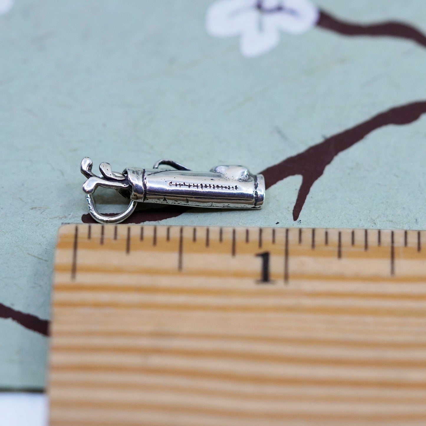 Vintage sterling silver handmade charm, 925 golf club bag pendant