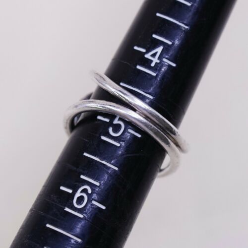 Sz 5, Vtg Sterling Silver Handmade Ring, 925 Silver Band W/ peridot