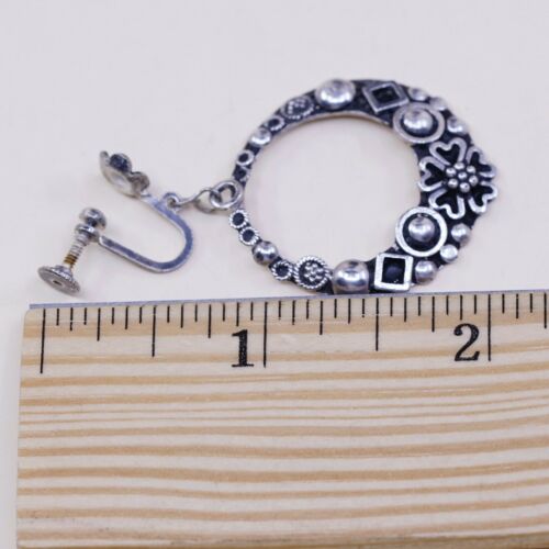 Vtg I.M. FAIN Ireland Sterling Silver Handmade Earrings, 925 circle W/ Heart