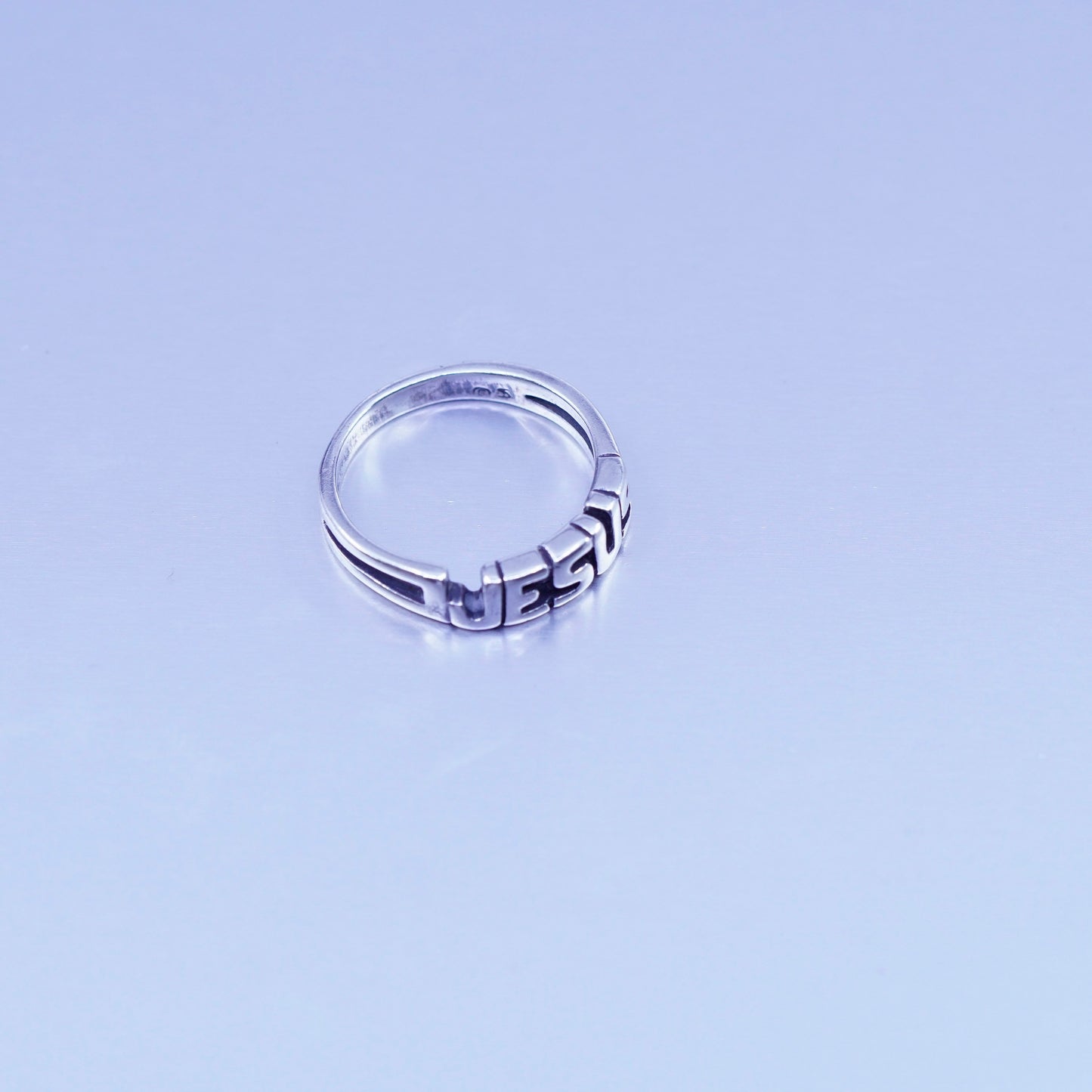 Size 5.75, vintage Shube Sterling 925 silver stackable ring, Jesus band