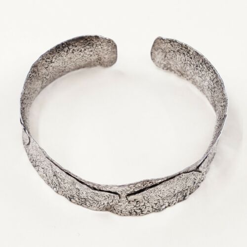 7.5”, Vintage Sterling 925 Silver Handmade cuff, 925 Modern Hammered Bracelet