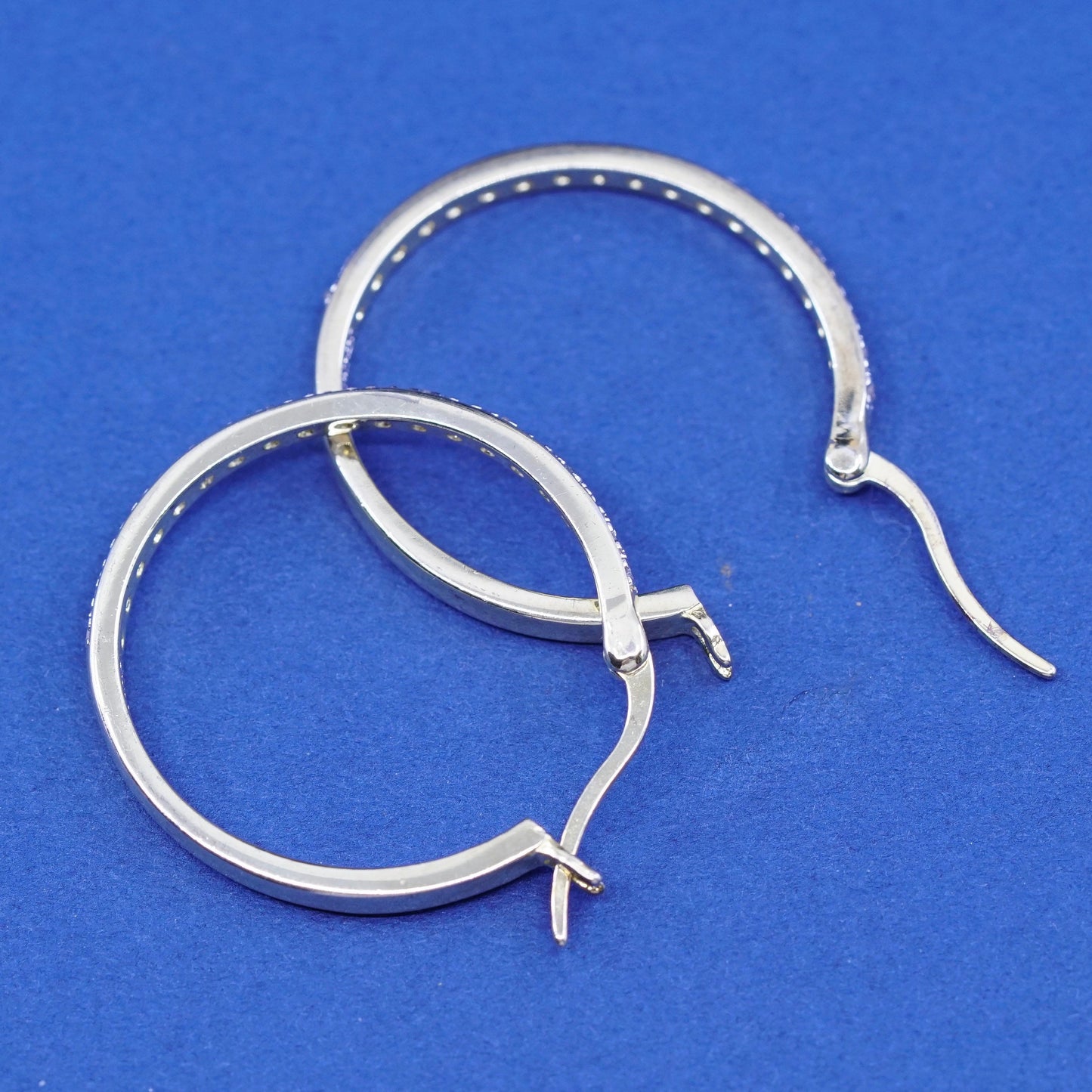 1”, DBJ Vermeil gold over Sterling 925 silver earrings, hoops, huggie diamond