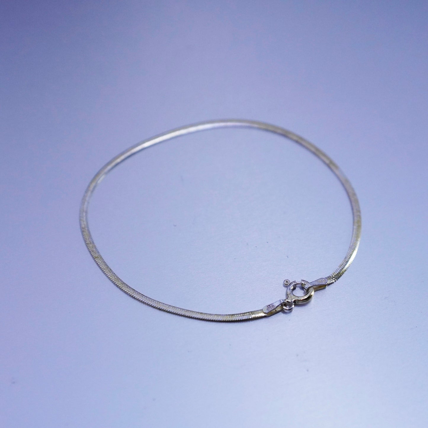 7.5”, Vermeil gold over Sterling 925 silver bracelet, flatten snake chain
