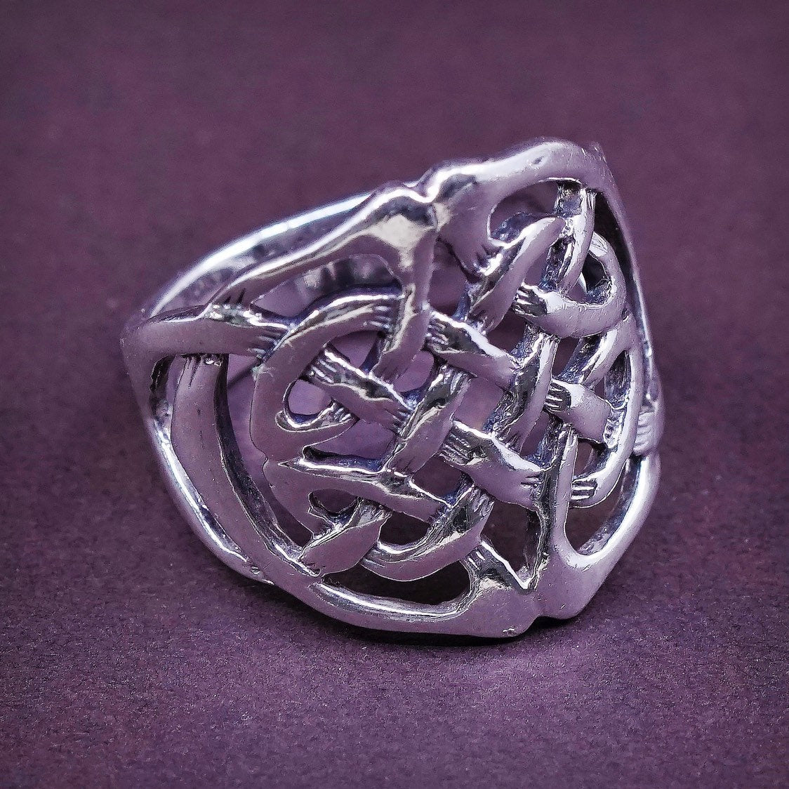 Size 8, VTG Sterling silver handmade wired ring, solid 925 silver Irish band