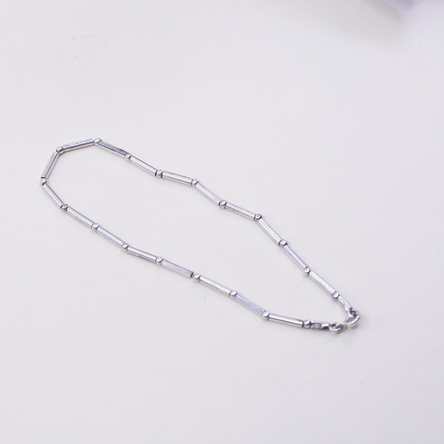 9.75”, Vintage Handmade sterling silver anklet, 925 bar chain