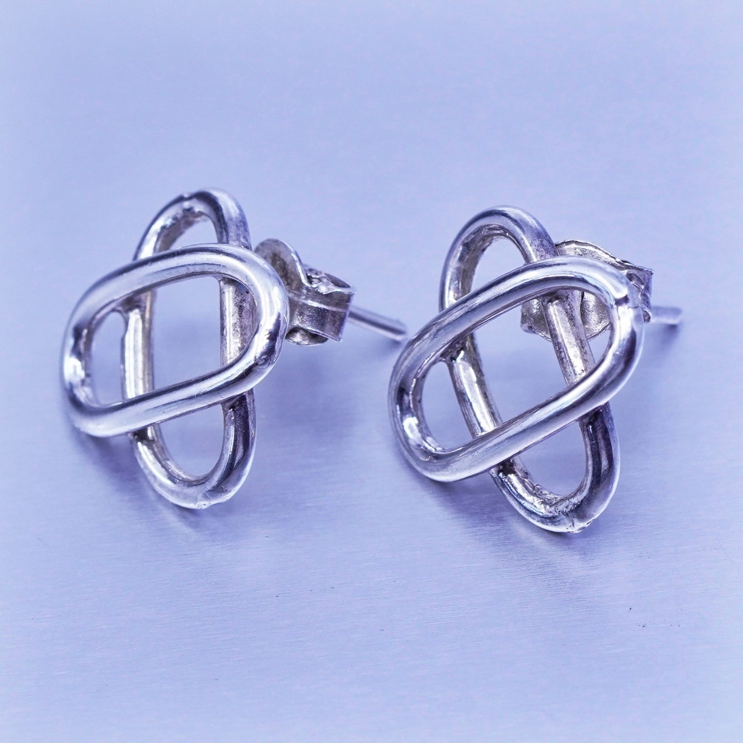 Vintage Sterling 925 silver handmade earrings, Irish Celtic knot studs