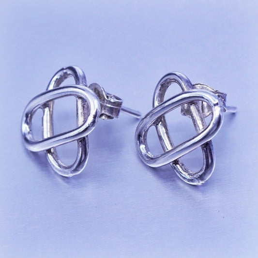 Vintage Sterling 925 silver handmade earrings, Irish Celtic knot studs