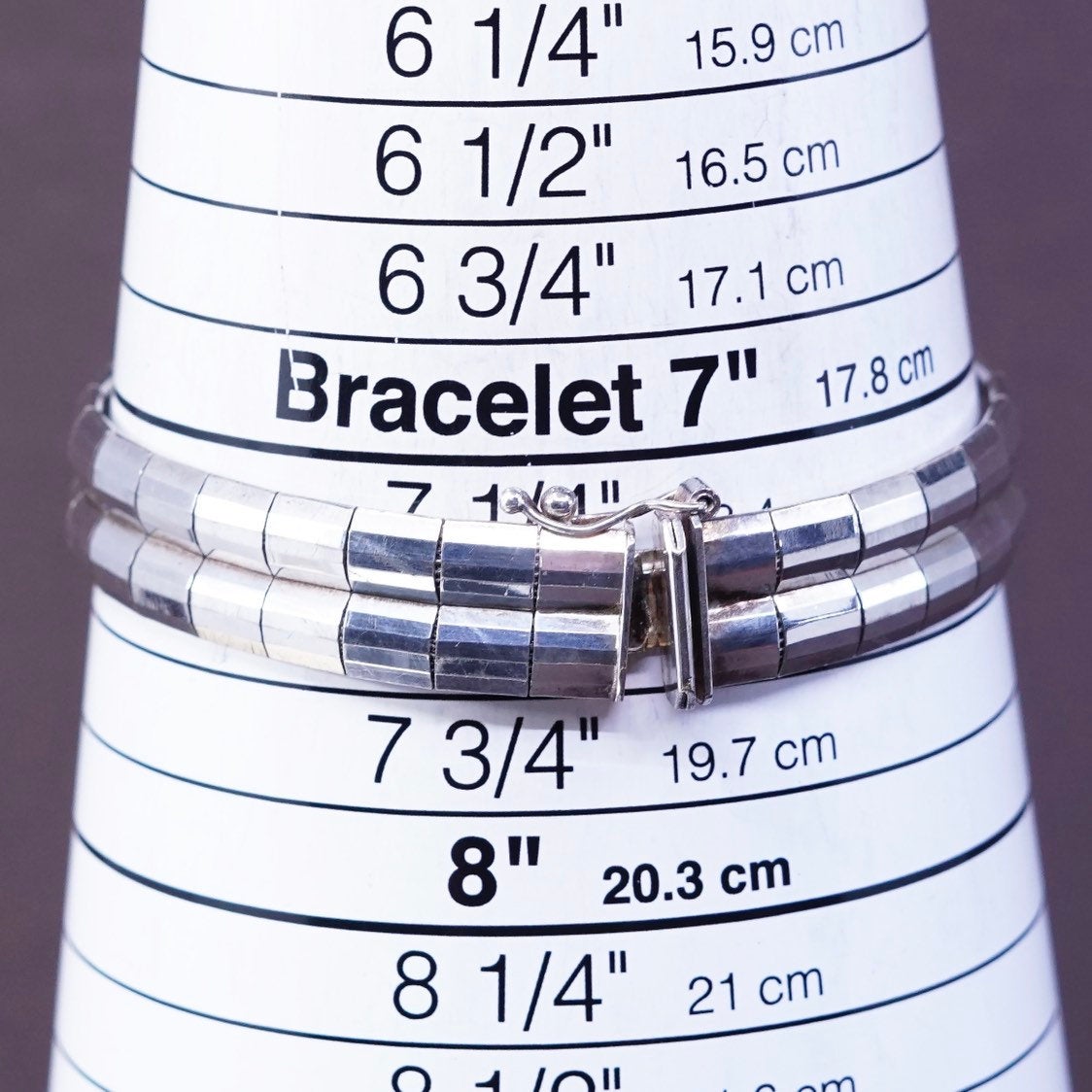 7.5", 12mm, vtg italy milor Sterling silver bracelet, 925 omega chain