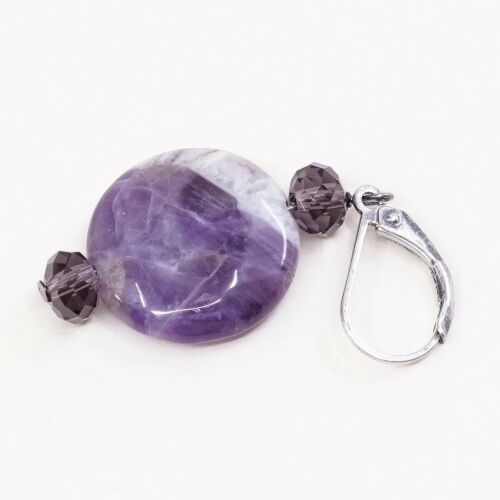 Vtg STERLING 925 SILVER Modern Handmade earrings with Fluorite dangles