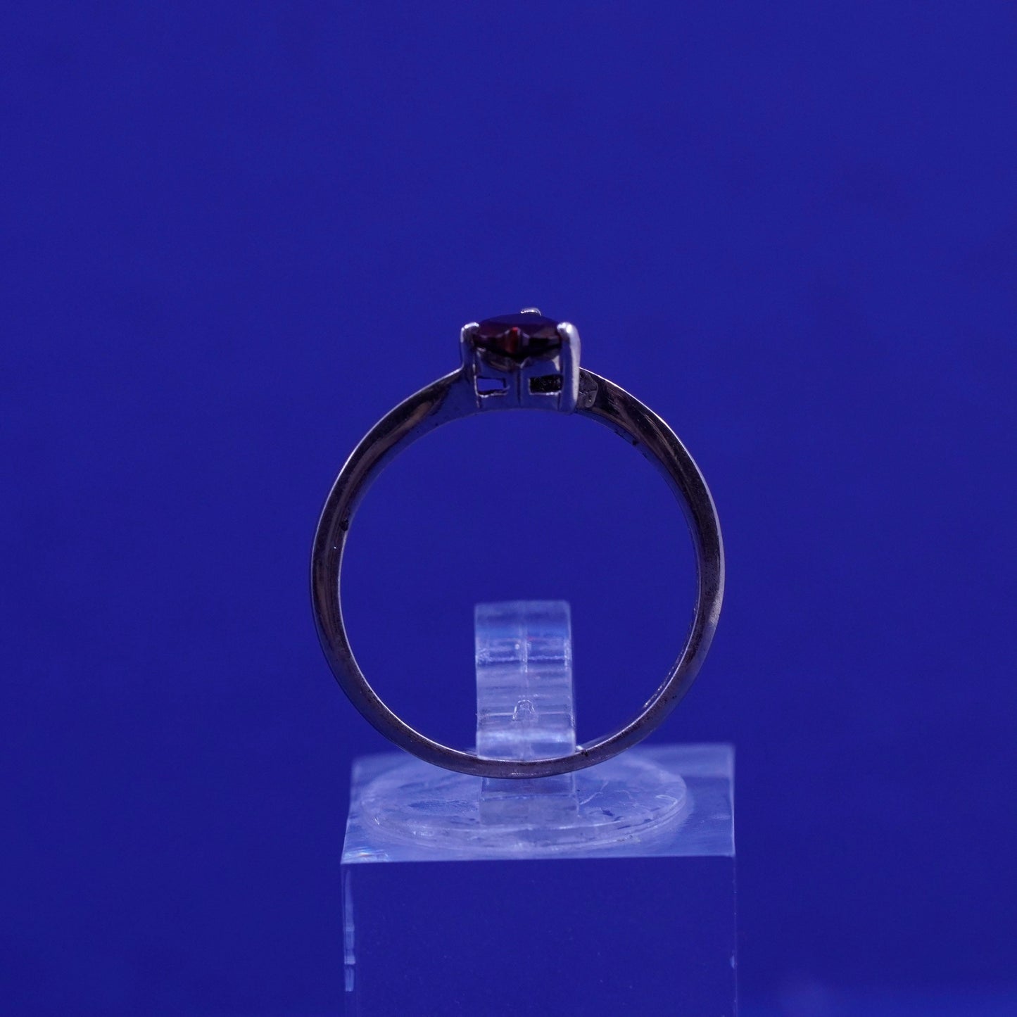 Size 7.25, vintage Sterling 925 silver handmade ring, 925 band with heart ruby