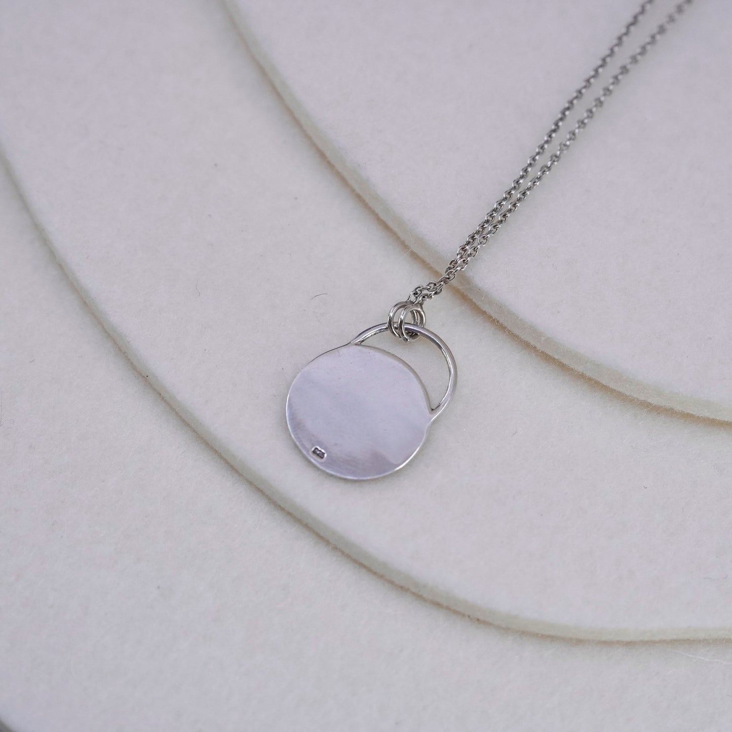 16+4”, Sterling 925 silver handmade circle necklace this too shall pass pendant