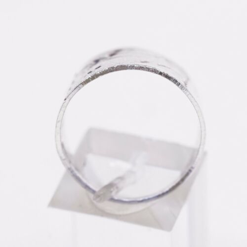 Size 8. Vtg Sterling Silver Handmade Ring, 925 Matt Textured Wide Wavy Band