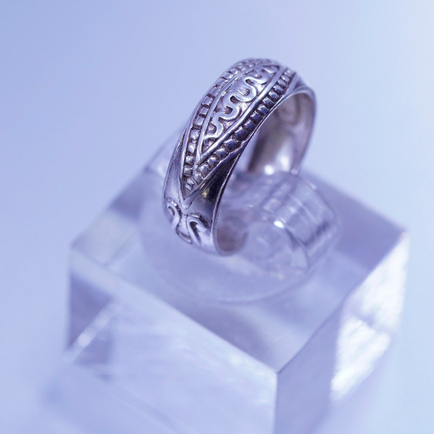 Size 3.25, southwestern Sterling 925 silver handmade pinky ring, textured band