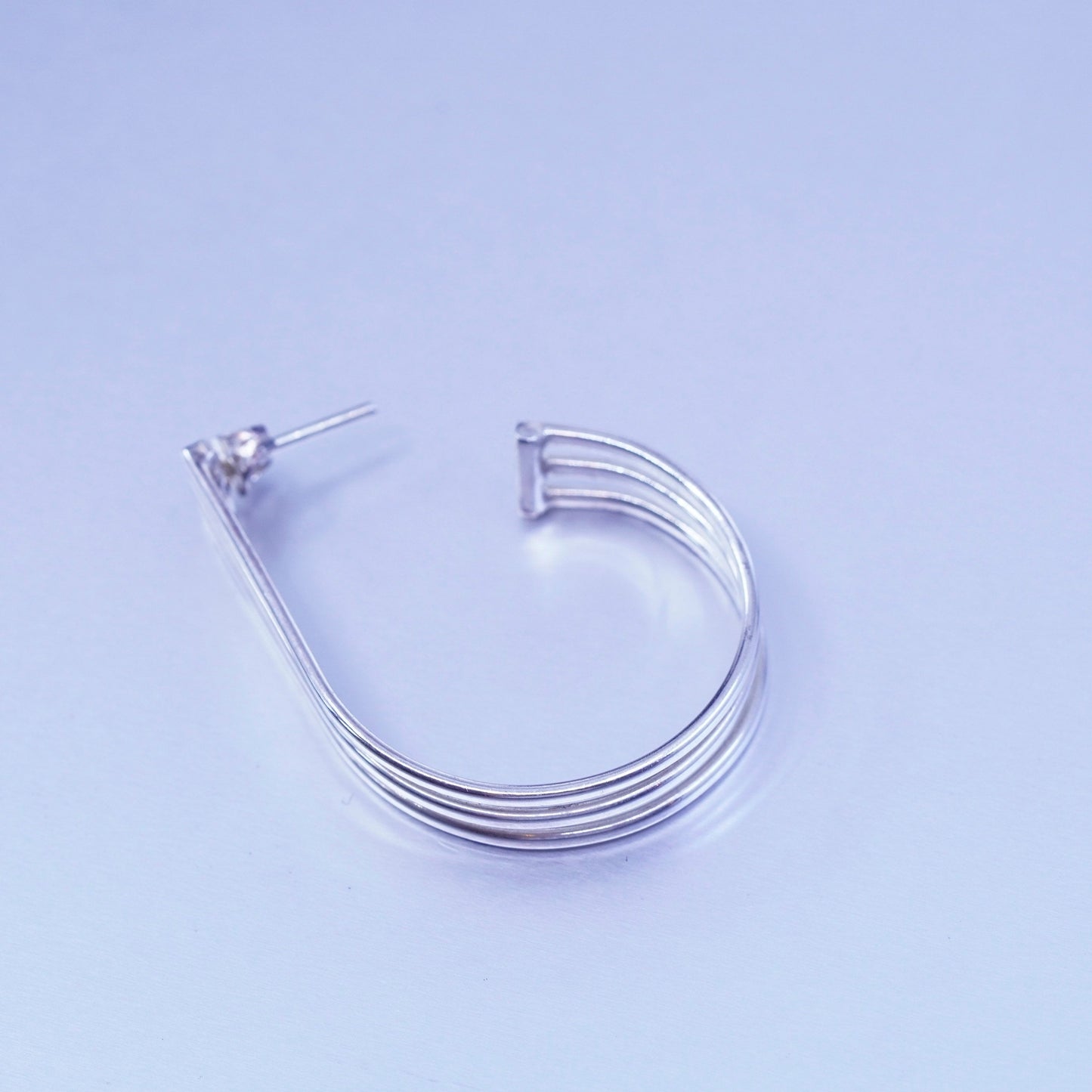 1.5”, vintage Sterling silver handmade earrings, modern 925 simple oval hoops