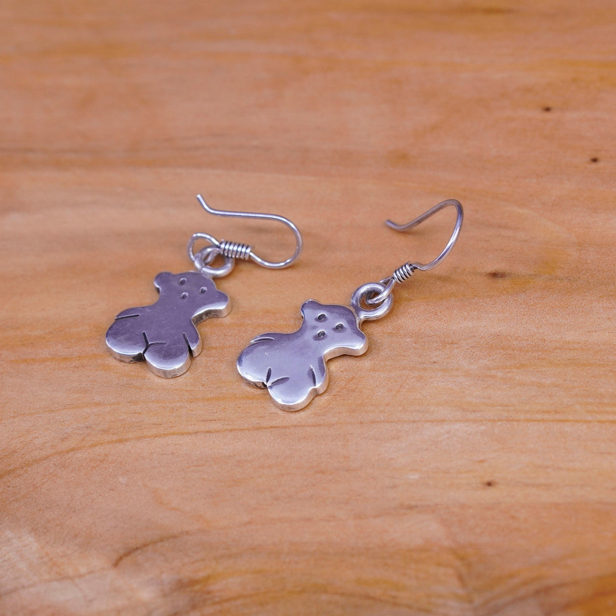 Vintage 925 Sterling silver bear handmade earrings