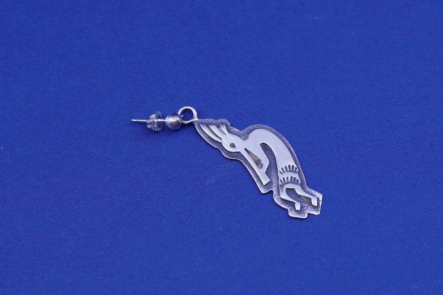 Native American Sterling silver Handmade earrings, 925 Kokopelli Dangles