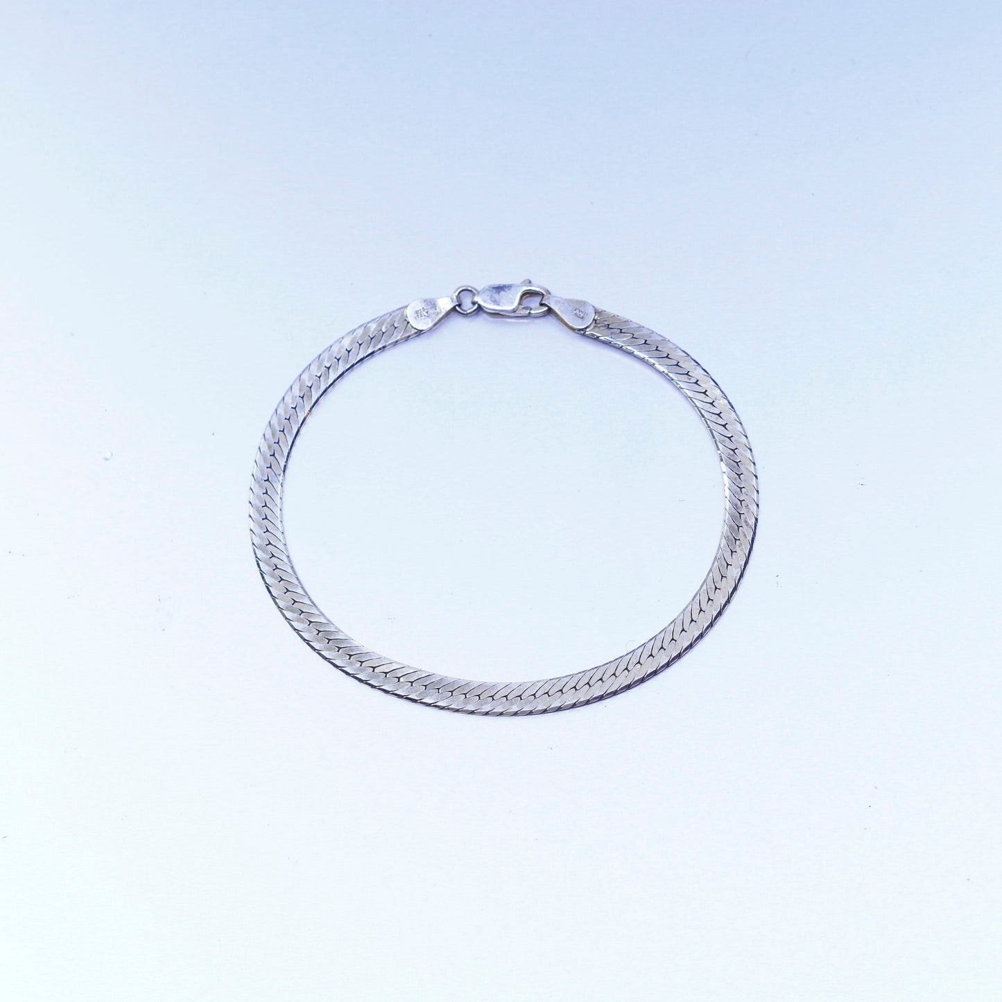 8”, Vintage Italy vermeil gold filled Sterling 925 silver herringbone bracelet