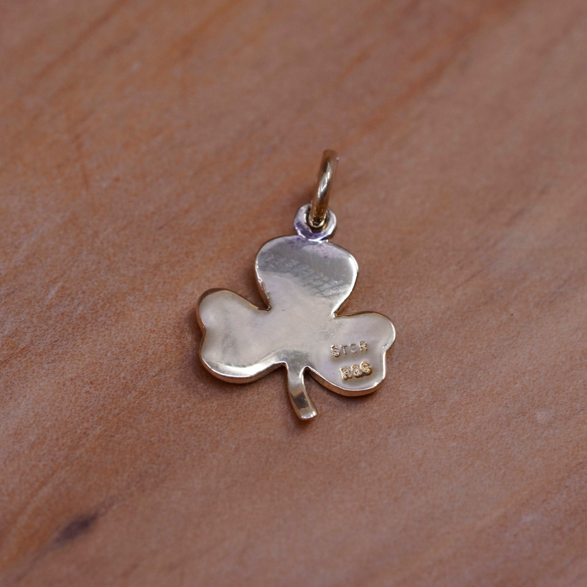 Vintage Sterling silver handmade charm, gold over 925 clover pendant