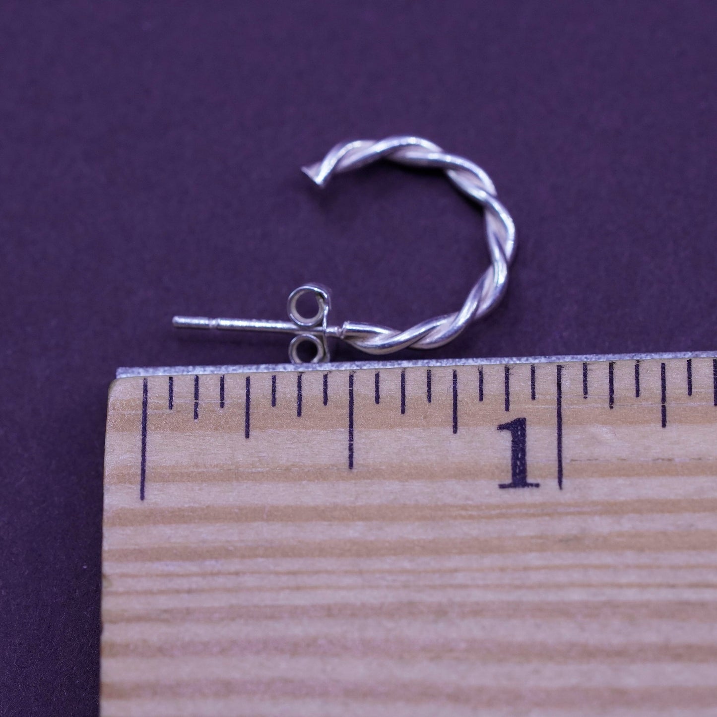 0.5”, vintage Sterling silver hoop earrings, 925 twisted hoops