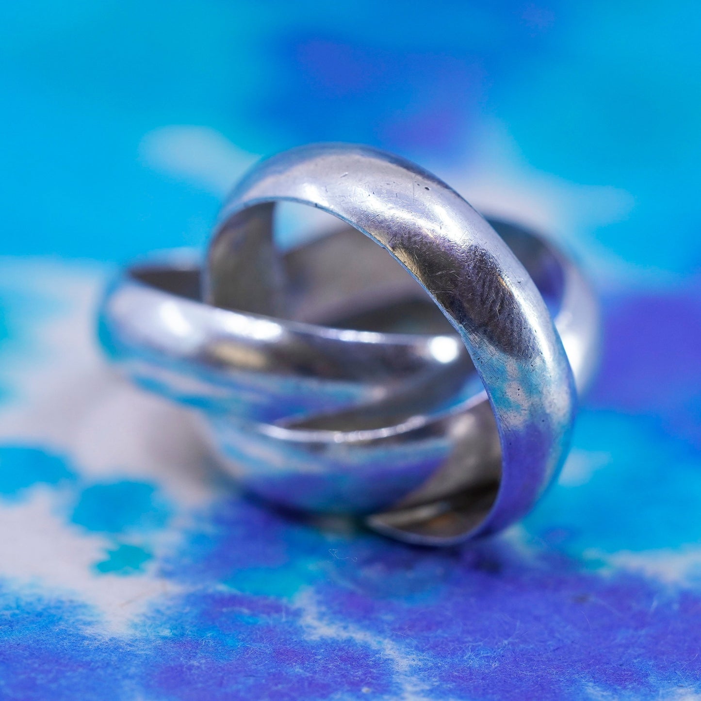 Size 5, vintage Mexico Sterling silver handmade ring, 925 entwined band